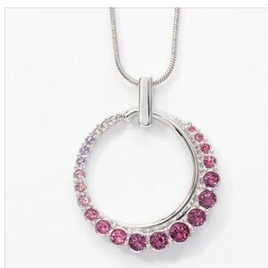 Elegant Rose & Violet Crystals Pendant Necklace